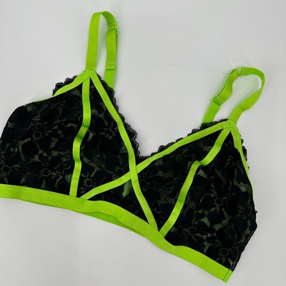 torrid Other - torrid Black Lace Bralette with Neon Green Trim